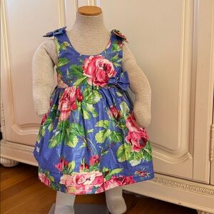 3T handmade dress girls boutique floral rose cotton dress made in USA 3 bow pink